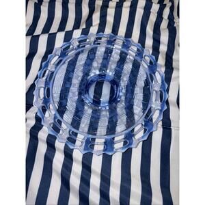 Fenton Periwinkle Blue Opalescent Basket Weave Lace Edge 7.5” Glass Plate